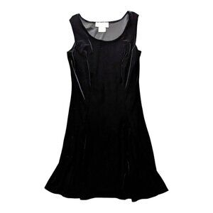 Vintage Benson Smith Dress Women's 11/12 Black Velvet Lace Up Goth Pleated